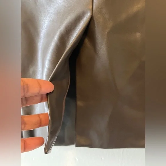 Oak and Fort Vegan Leather Blazer Dark Brown Size XS Oversized Fall Casual - Picture 7 of 11